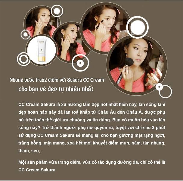 Hướng dẫn sử dụng kem trang điểm dưỡng da CC Cream Sakura Hướng dẫn sử dụng kem trang điểm dưỡng da CC Cream Sakura