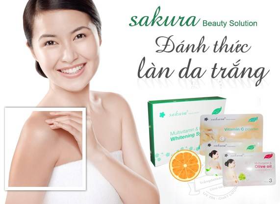 Bộ kem tắm trắng Sakura bằng Vitamin C