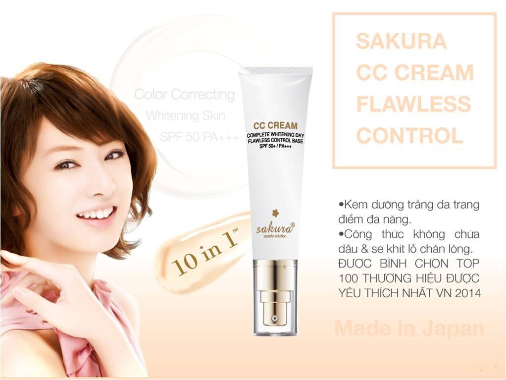 CC Sakura Cream có 2 tone màu phù hợp với mọi loại da CC Sakura Cream có 2 tone màu phù hợp với mọi loại da