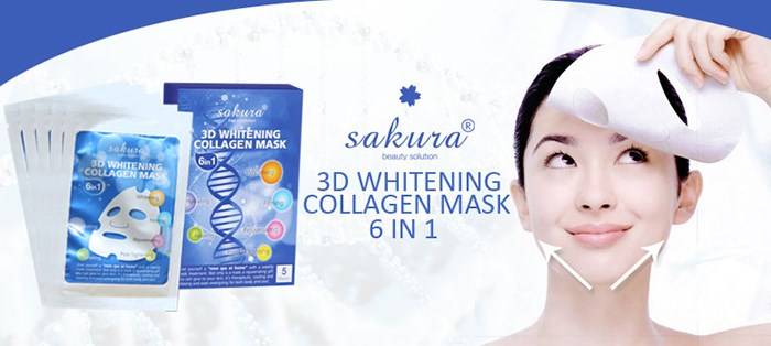 Mặt nạ làm trắng mặt Collagen 3D của Sakura trắng da, giải tỏa stress